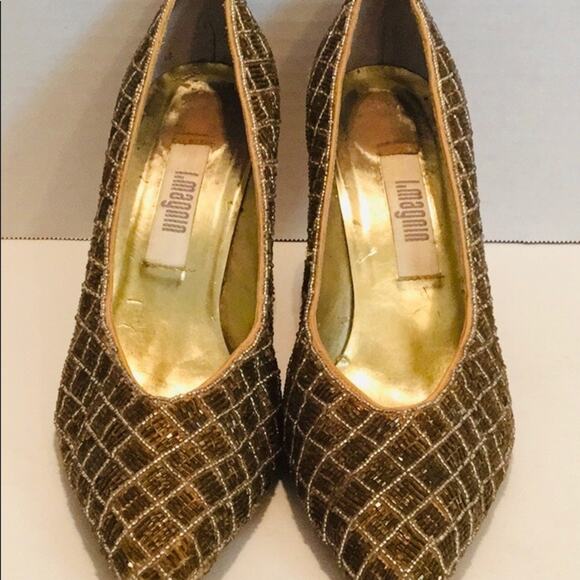 I MAGNIN VINTAGE BEADED LOVELIES HEEL POINTY TOE - Picture 4 of 8